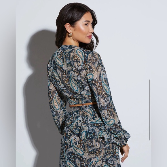 NWT Palisades Paisley Diagonal Tiered Maxi Skirt &  Tie Top Size XS LAST ONE!! - Picture 9 of 10